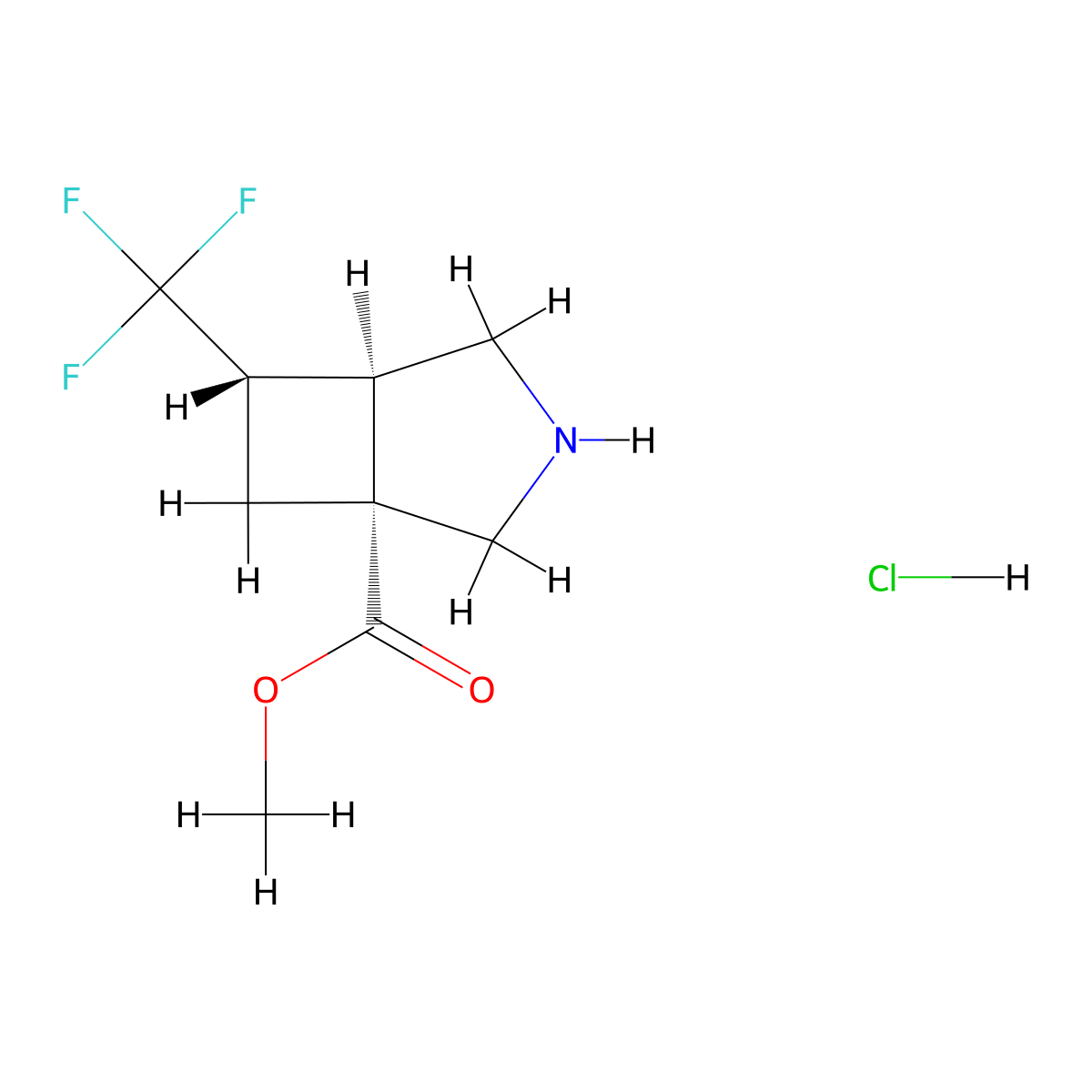 rac-methyl (1R,5R,6S)-6-(trifluoromethyl)-3-azabicyclo[3.2.0]heptane-1-carboxylate hydrochloride molecular structure, CAS 2740592-59-8