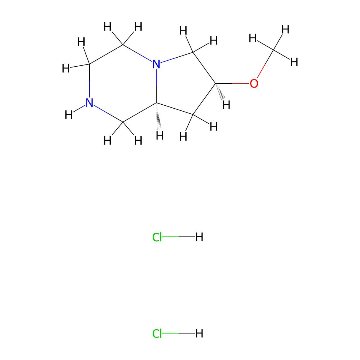 (7S,8aS)-7-methoxy-1,2,3,4,6,7,8,8a-octahydropyrrolo[1,2-a]pyrazine;dihydrochloride molecular structure, CAS 2740592-85-0