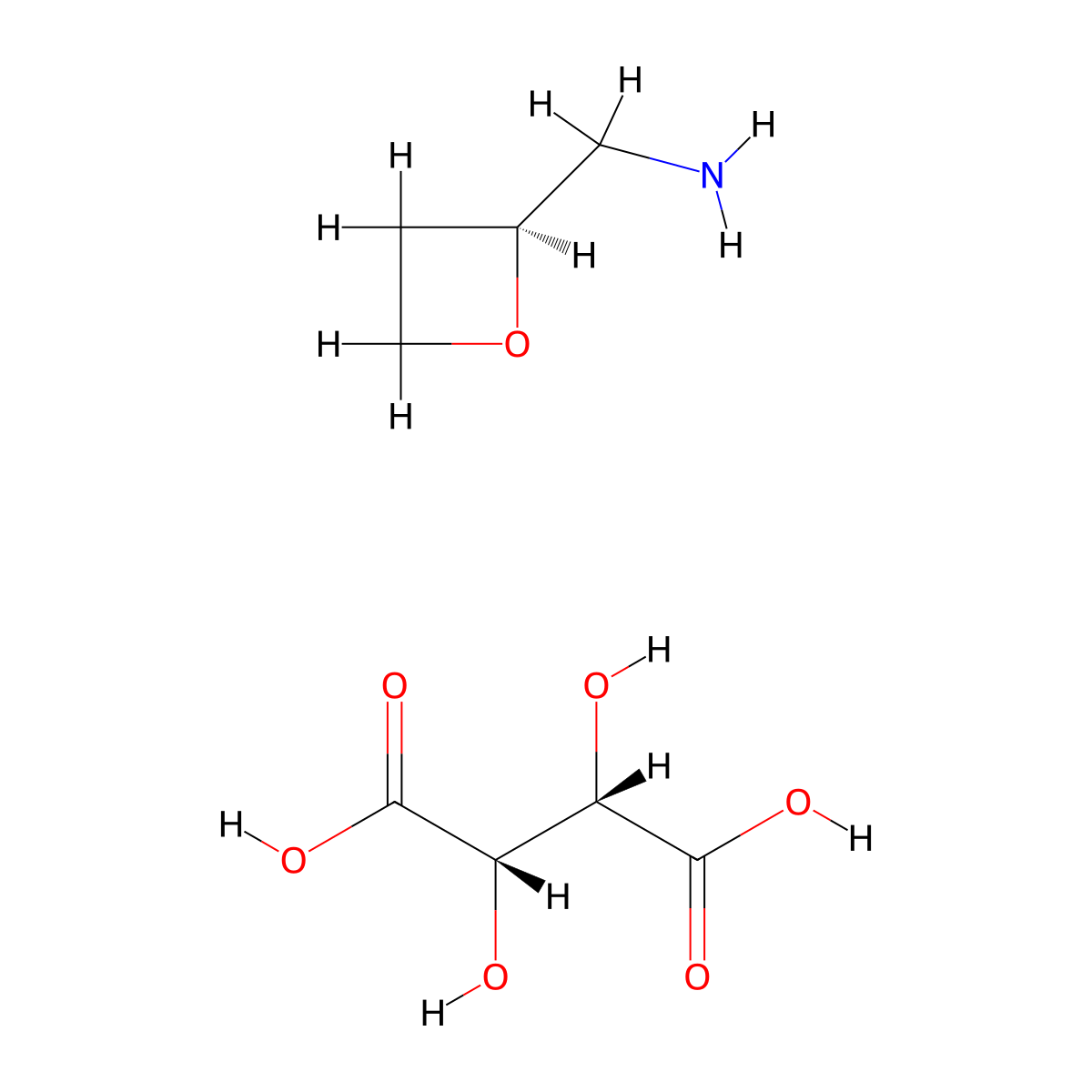 (S)-oxetan-2-ylmethanamine (2S,3S)-2,3-dihydroxysuccinate molecular structure, CAS 2740593-21-7