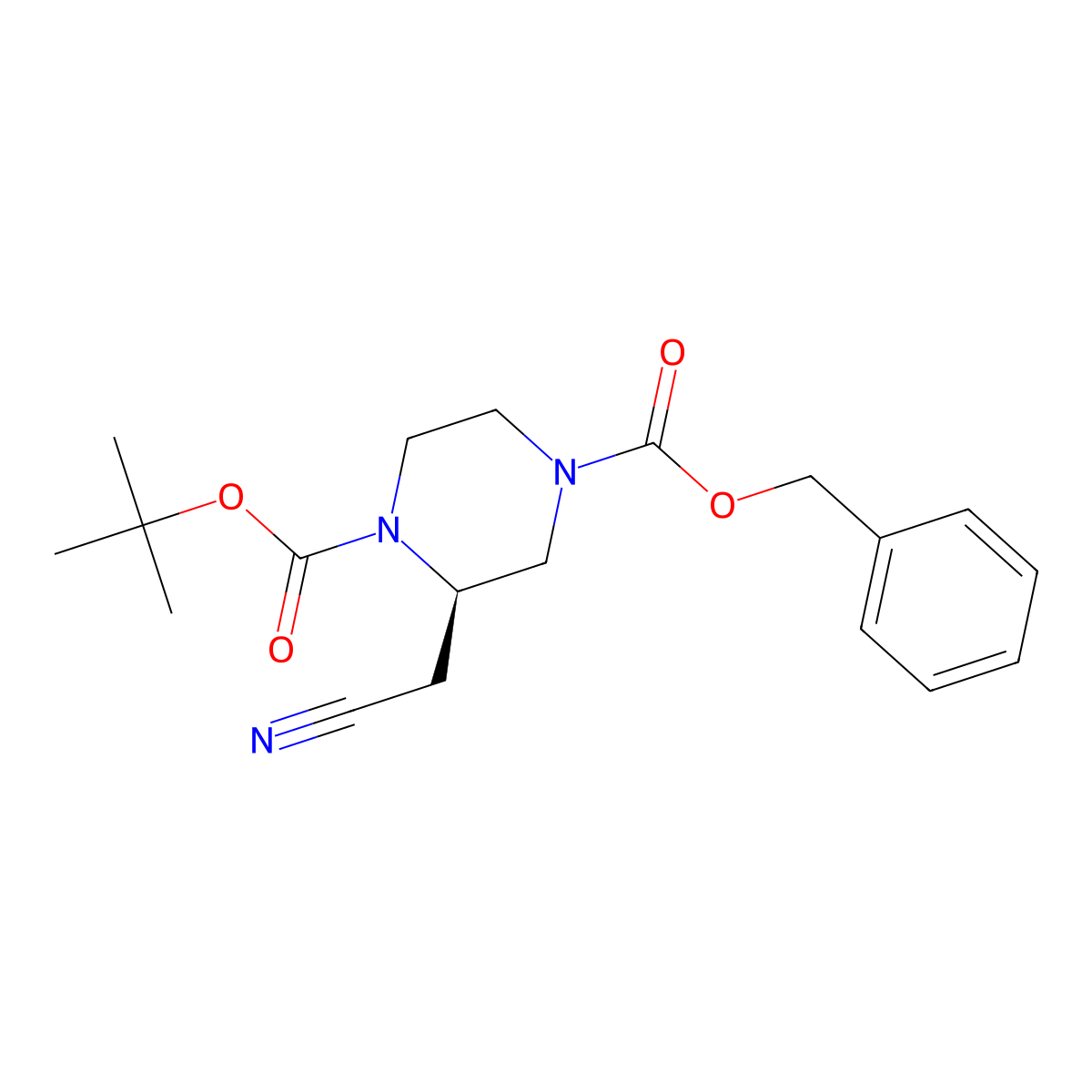 4-Benzyl 1-(tert-butyl) (R)-2-(cyanomethyl)piperazine-1,4-dicarboxylate molecular structure, CAS 2740593-26-2