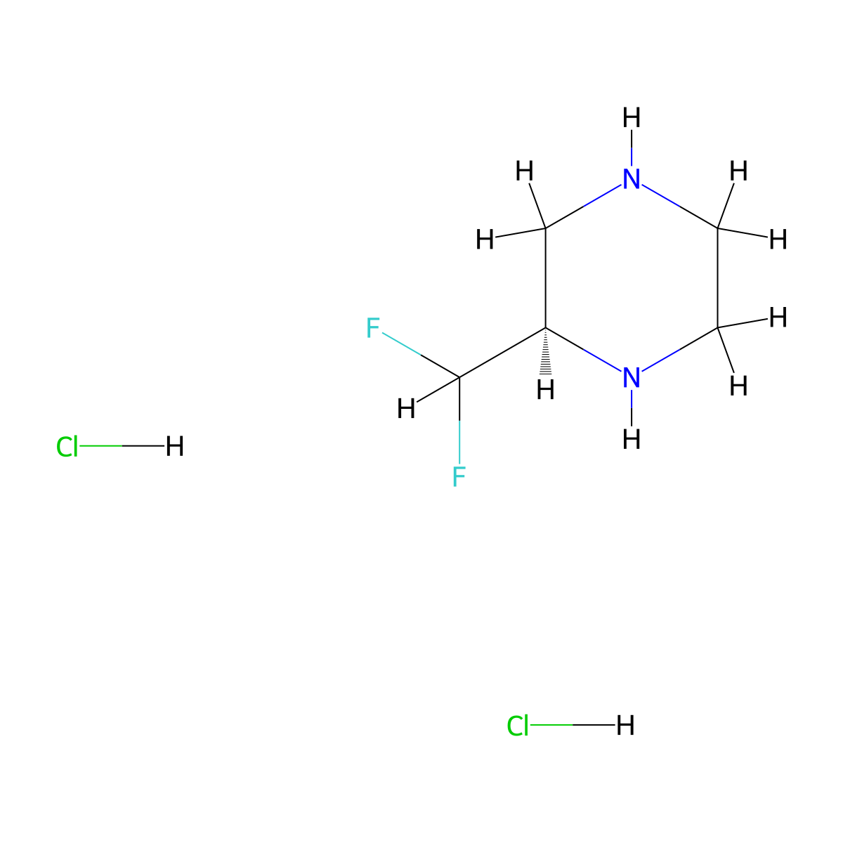 (R)-2-(Difluoromethyl)piperazine dihydrochloride molecular structure, CAS 2740593-36-4
