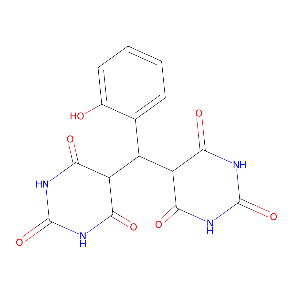 5,5'-[(2-Hydroxyphenyl)methylene]di(1,3-diazinane-2,4,6-trione) molecular structure, CAS 27406-33-3