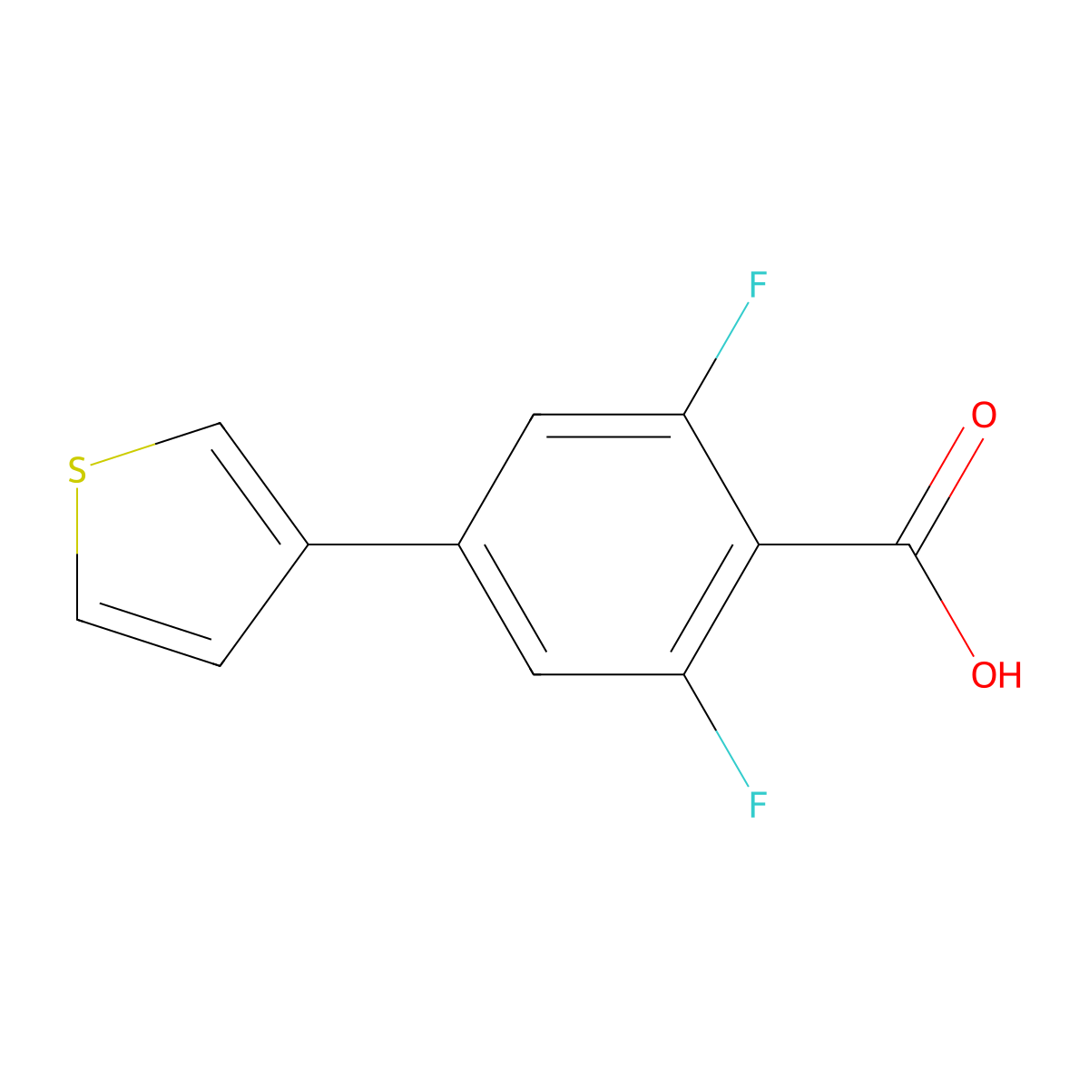 2,6-Difluoro-4-(thiophen-3-yl)benzoic acid molecular structure, CAS 2740614-92-8