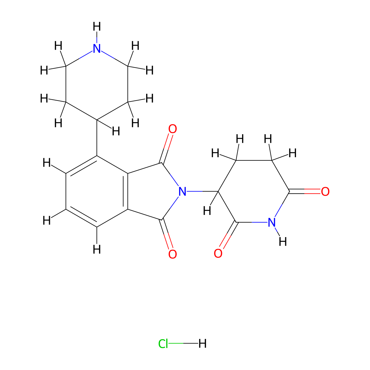 2-(2,6-dioxopiperidin-3-yl)-4-(piperidin-4-yl)-2,3-dihydro-1H-isoindole-1,3-dione hydrochloride molecular structure, CAS 2740655-03-0