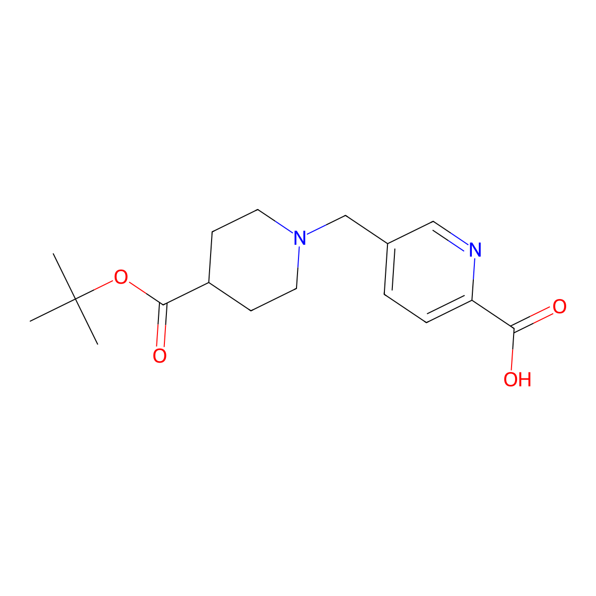 5-((4-(Tert-butoxycarbonyl)piperidin-1-yl)methyl)picolinic acid molecular structure, CAS 2740655-40-5