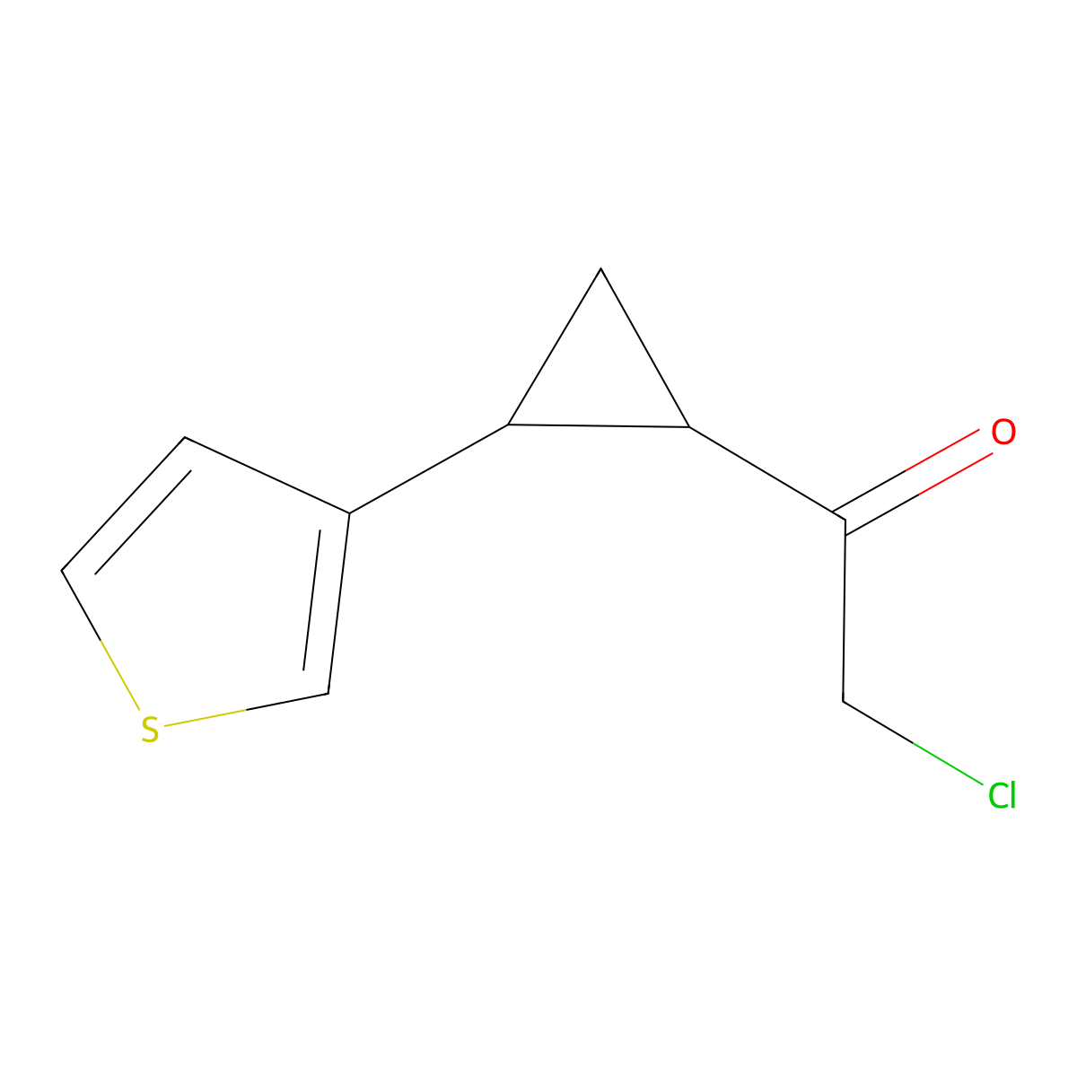 rac-2-chloro-1-[(1R,2R)-2-(thiophen-3-yl)cyclopropyl]ethan-1-one molecular structure, CAS 2740655-59-6