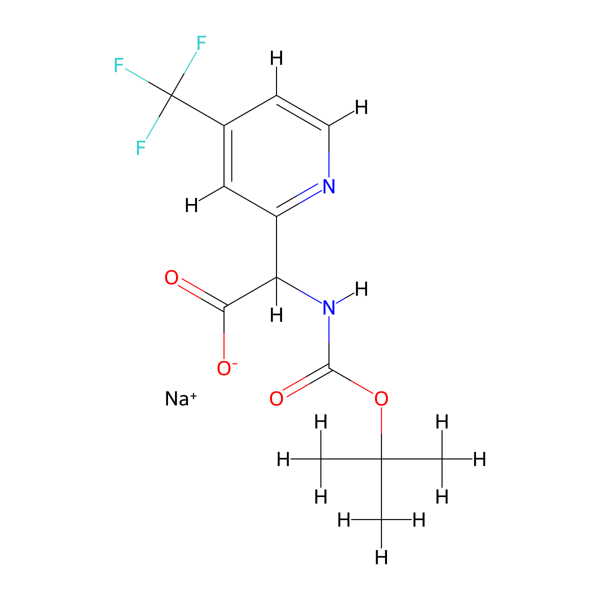 Sodium 2-((tert-butoxycarbonyl)amino)-2-(4-(trifluoromethyl)pyridin-2-YL)acetate molecular structure, CAS 2740657-33-2