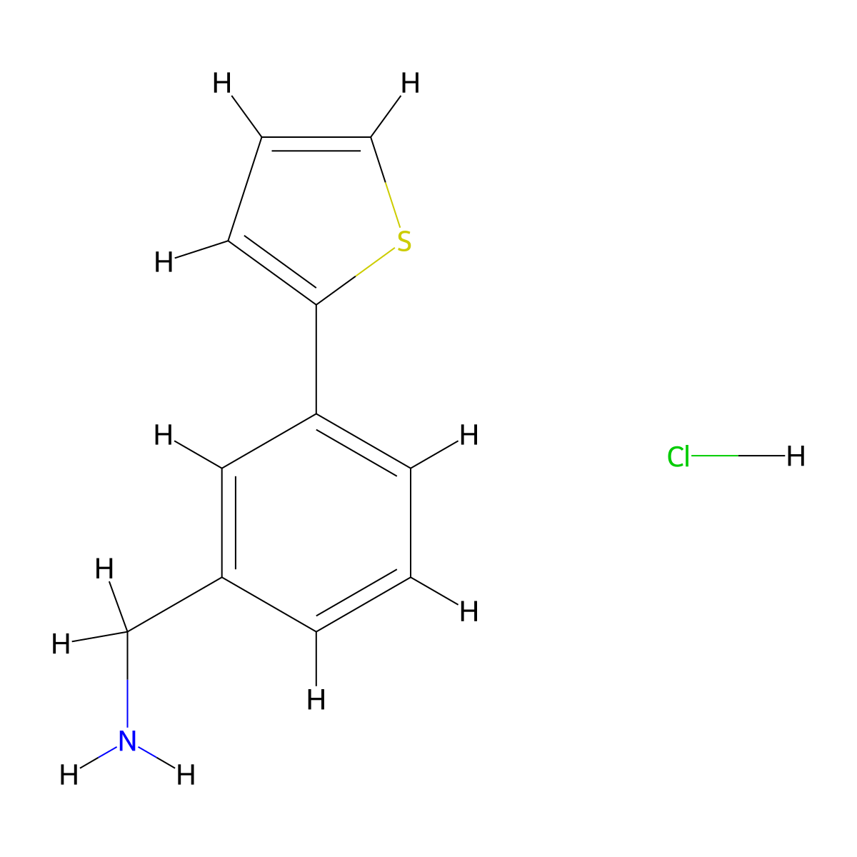1-[3-(Thiophen-2-yl)phenyl]methanamine hydrochloride molecular structure, CAS 2740657-39-8