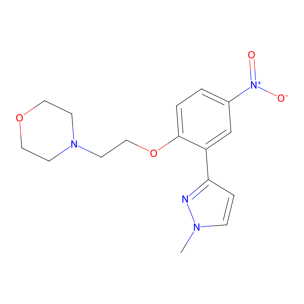 4-(2-(2-(1-methyl-1H-pyrazol-3-yl)-4-nitrophenoxy)ethyl)morpholine molecular structure, CAS 2740657-65-0