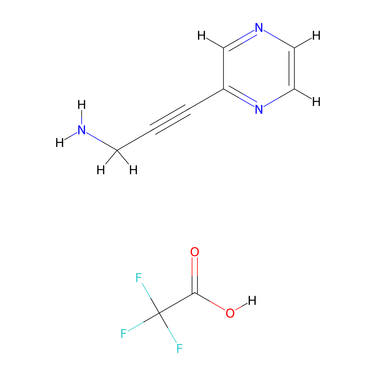 3-(Pyrazin-2-yl)prop-2-yn-1-amine; trifluoroacetic acid molecular structure, CAS 2740660-15-3