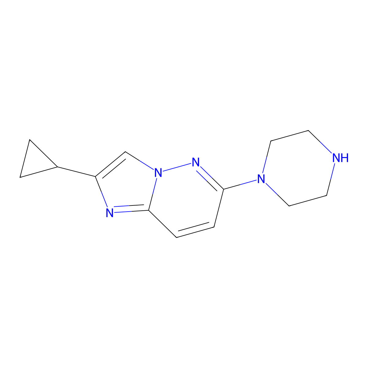 1-{2-Cyclopropylimidazo[1,2-b]pyridazin-6-yl}piperazine molecular structure, CAS 2740660-36-8