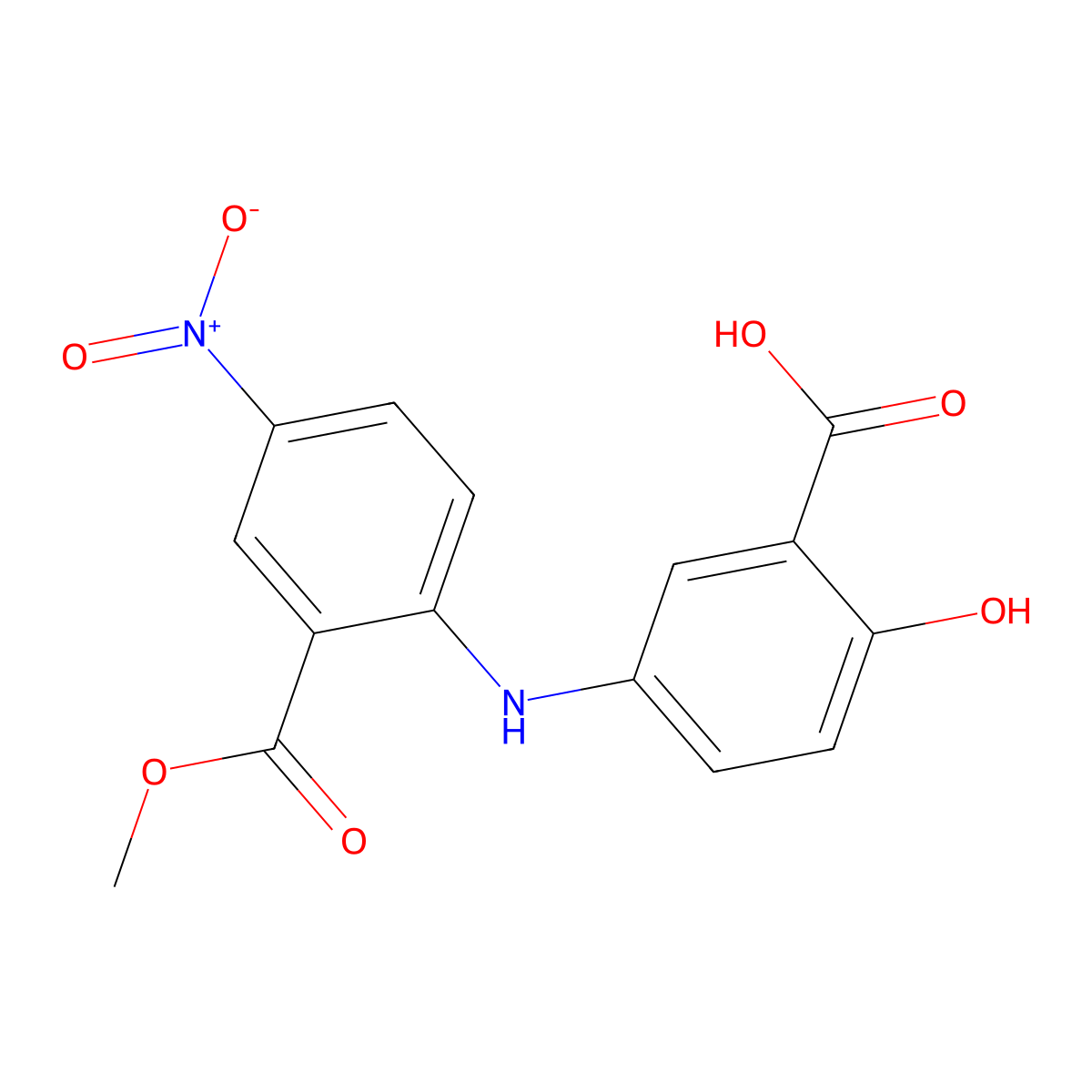 5-(2-(Methoxycarbonyl)-4-nitrophenylamino)-2-hydroxybenzoic acid molecular structure, CAS 2740660-50-6