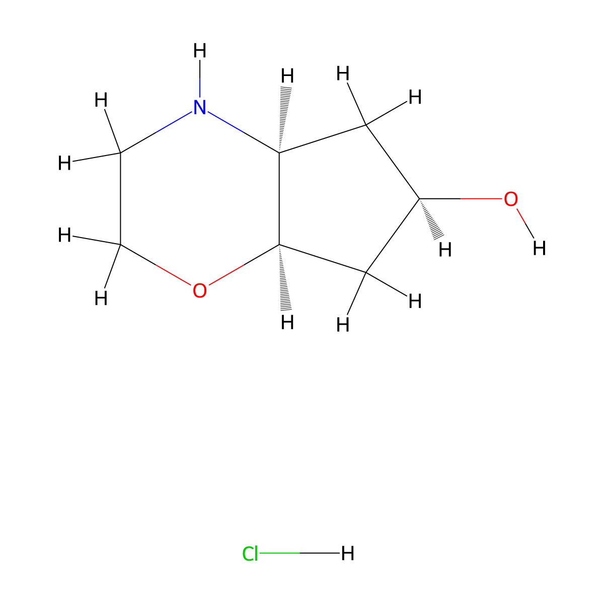 rac-(4aR,6S,7aS)-octahydrocyclopenta(b)(1,4)oxazin-6-ol hydrochloride molecular structure, CAS 2740768-16-3