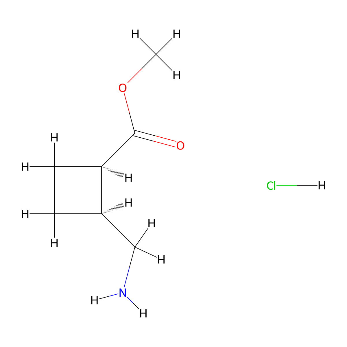 rac-methyl (1R,2S)-2-(aminomethyl)cyclobutane-1-carboxylate hydrochloride molecular structure, CAS 2740778-54-3