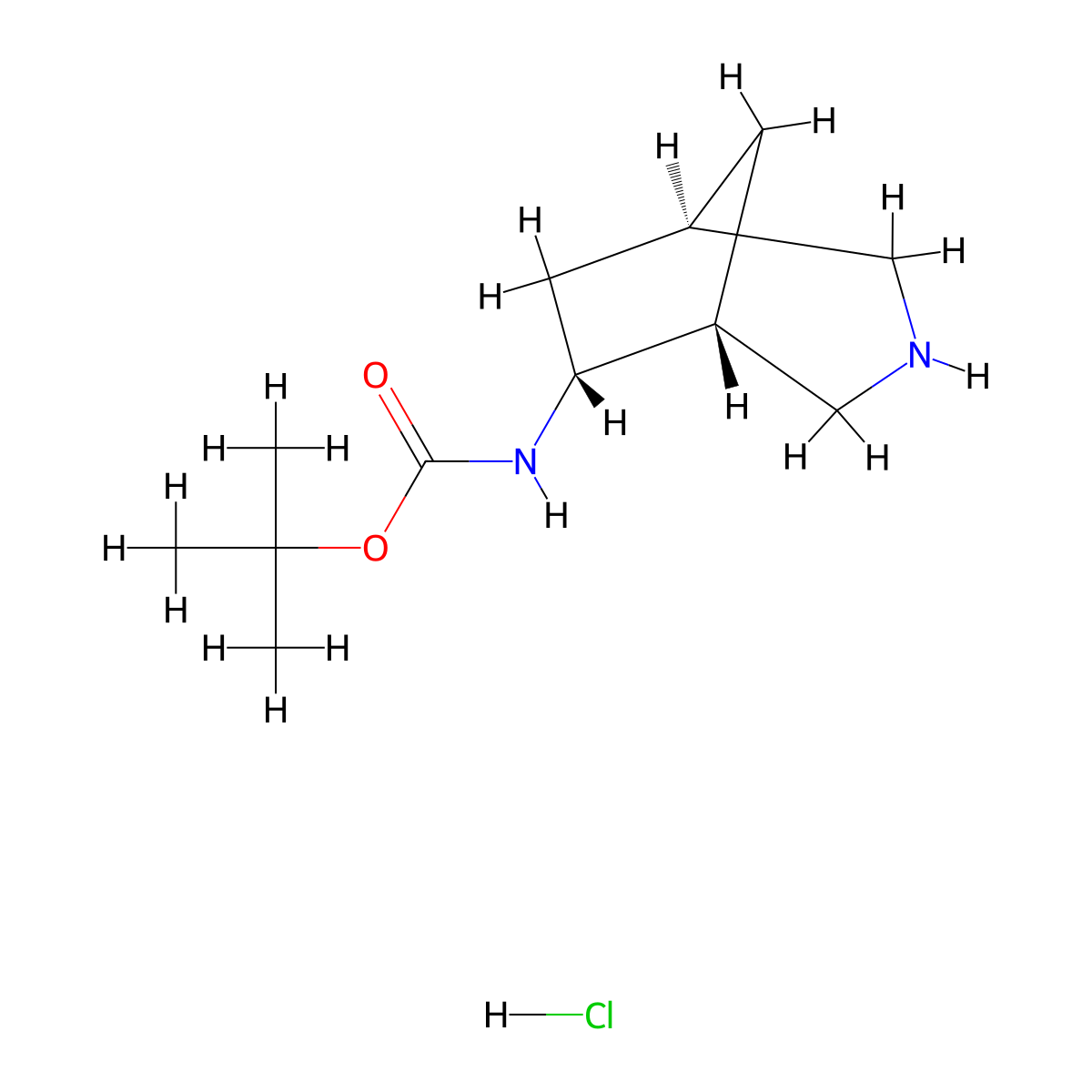 rac-tert-butyl N-[(1R,5R,6R)-3-azabicyclo[3.2.1]octan-6-yl]carbamate hydrochloride molecular structure, CAS 2740794-58-3
