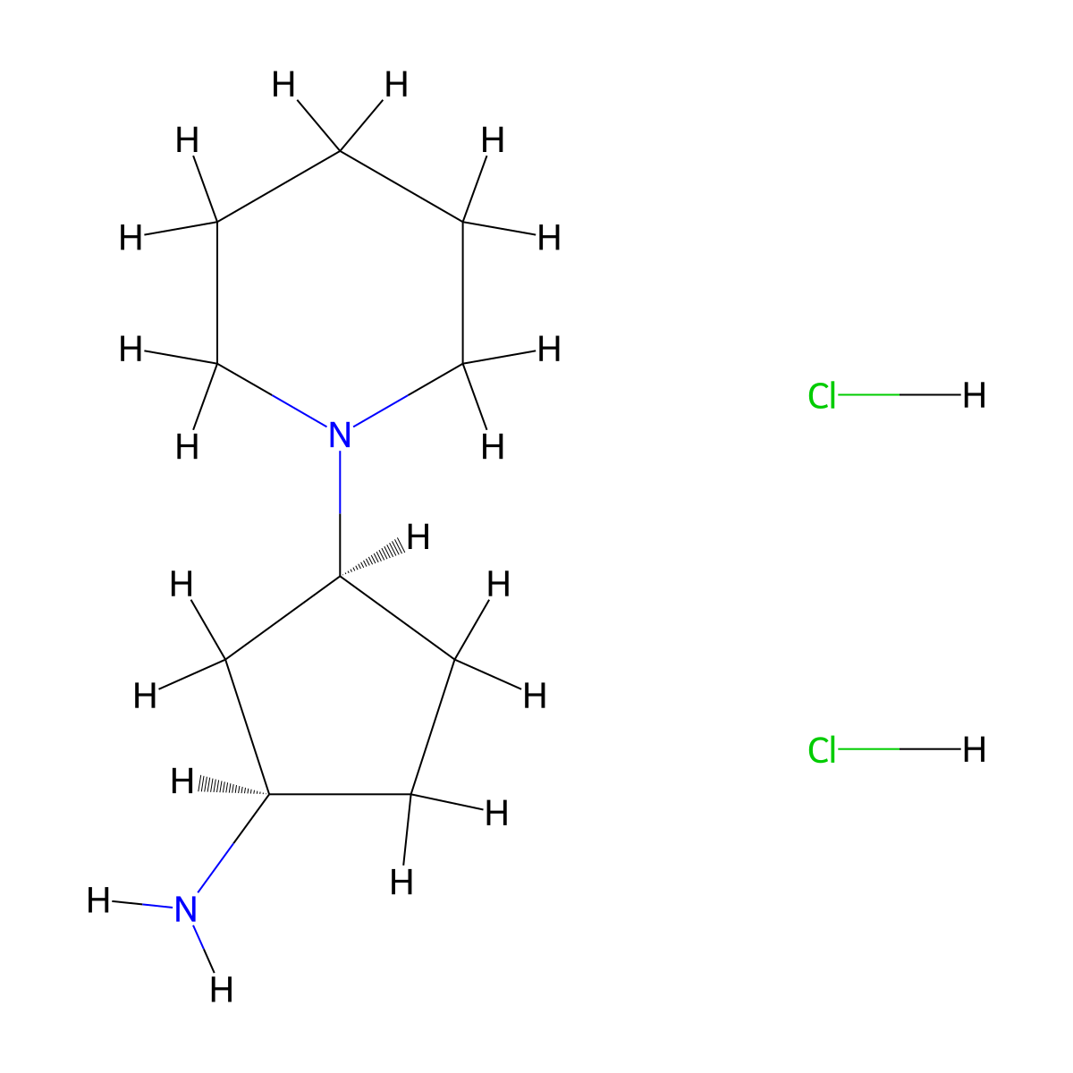 rac-(1R,3S)-3-(piperidin-1-yl)cyclopentan-1-amine dihydrochloride molecular structure, CAS 2740817-76-7