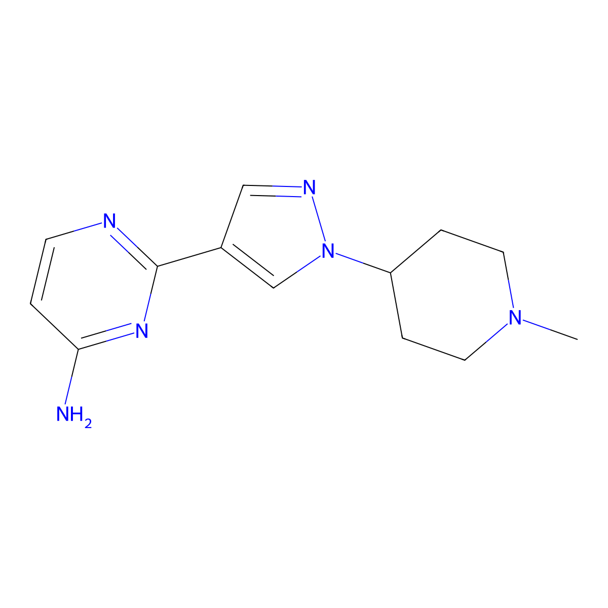 2-[1-(1-Methyl-4-piperidinyl)-1H-pyrazol-4-yl]-4-pyrimidinamine molecular structure, CAS 2740818-32-8