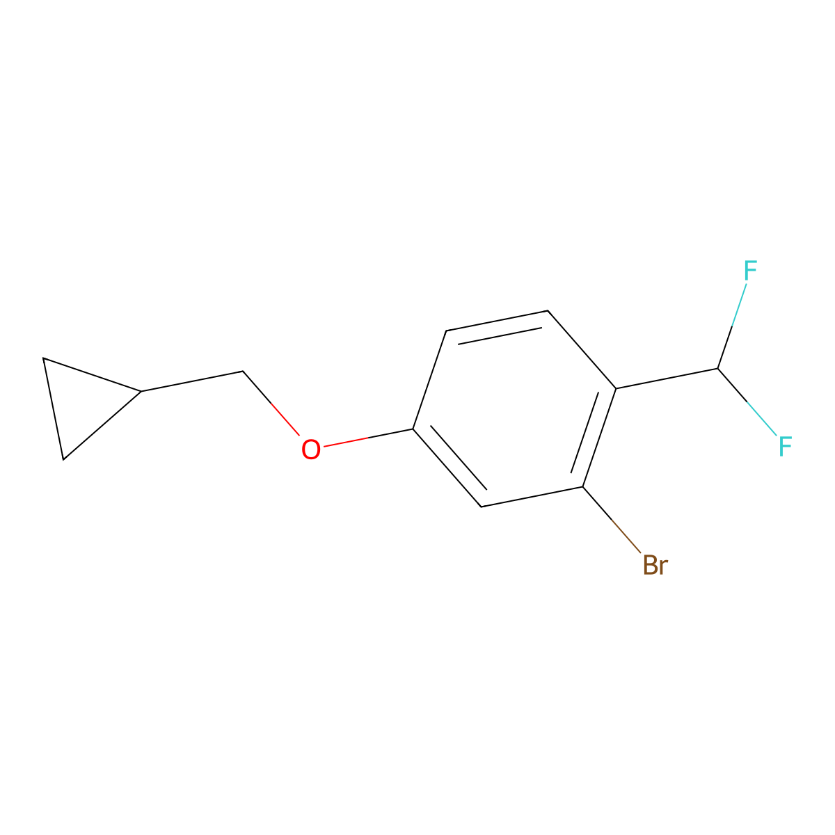 2-Bromo-4-(cyclopropylmethoxy)-1-(difluoromethyl)benzene molecular structure, CAS 2740831-31-4