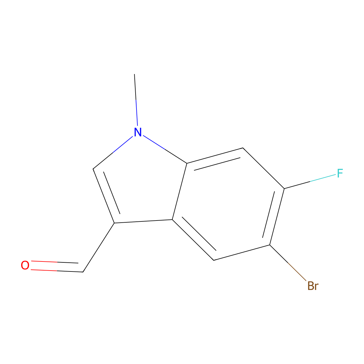 5-Bromo-6-fluoro-1-methyl-1H-indole-3-carbaldehyde molecular structure, CAS 2740866-39-9