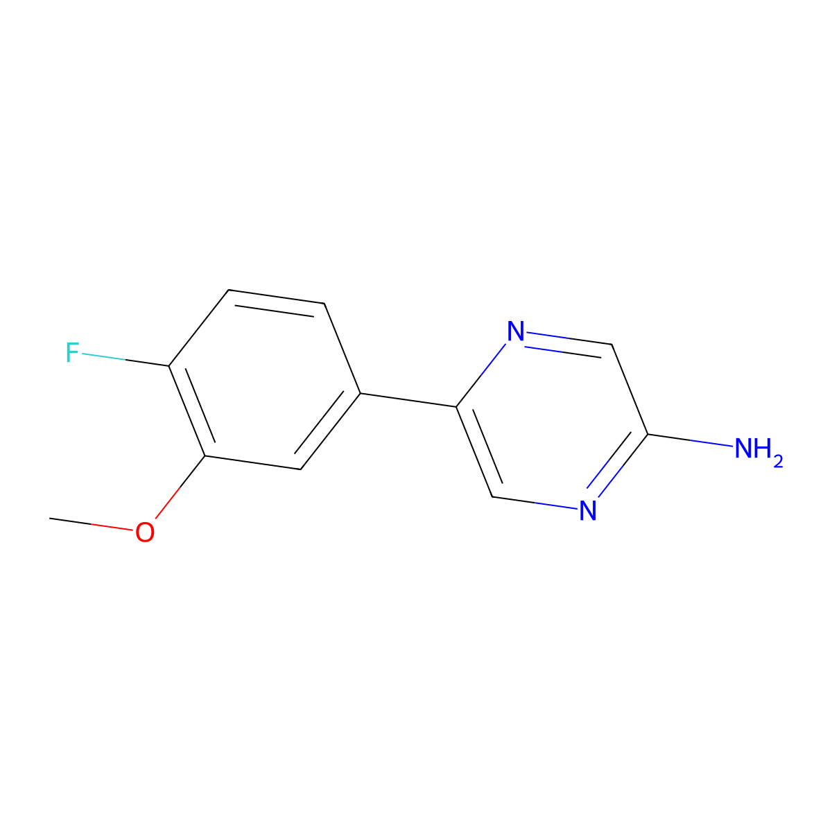 5-(4-Fluoro-3-methoxyphenyl)pyrazin-2-amine molecular structure, CAS 2740866-91-3