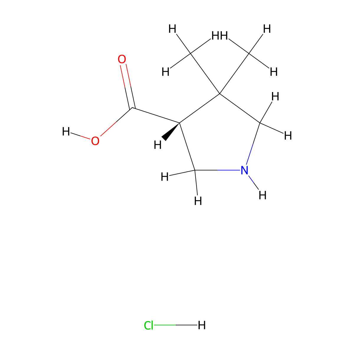 (R)-4,4-Dimethylpyrrolidine-3-carboxylic acid hydrochloride molecular structure, CAS 2740880-22-0