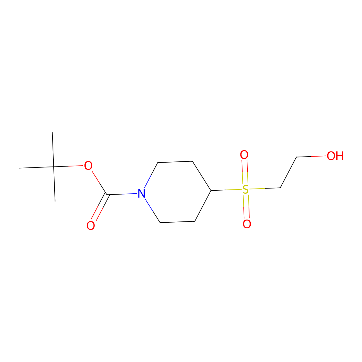 Tert-butyl 4-(2-hydroxyethanesulfonyl)piperidine-1-carboxylate molecular structure, CAS 2740888-34-8