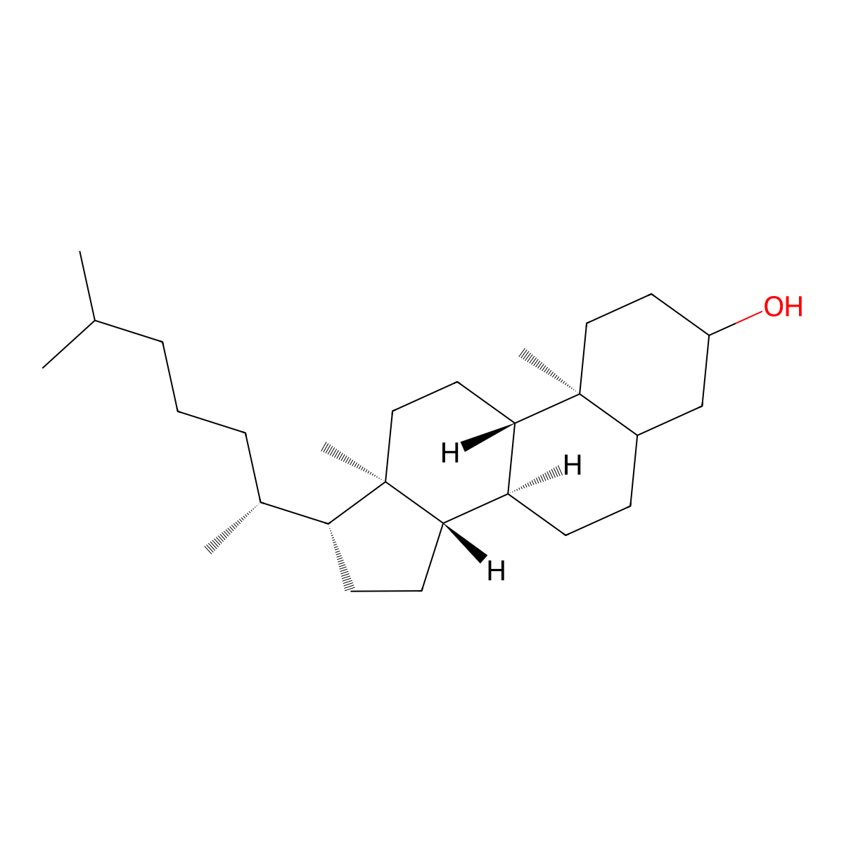 Cholestan-3-ol molecular structure, CAS 27409-41-2