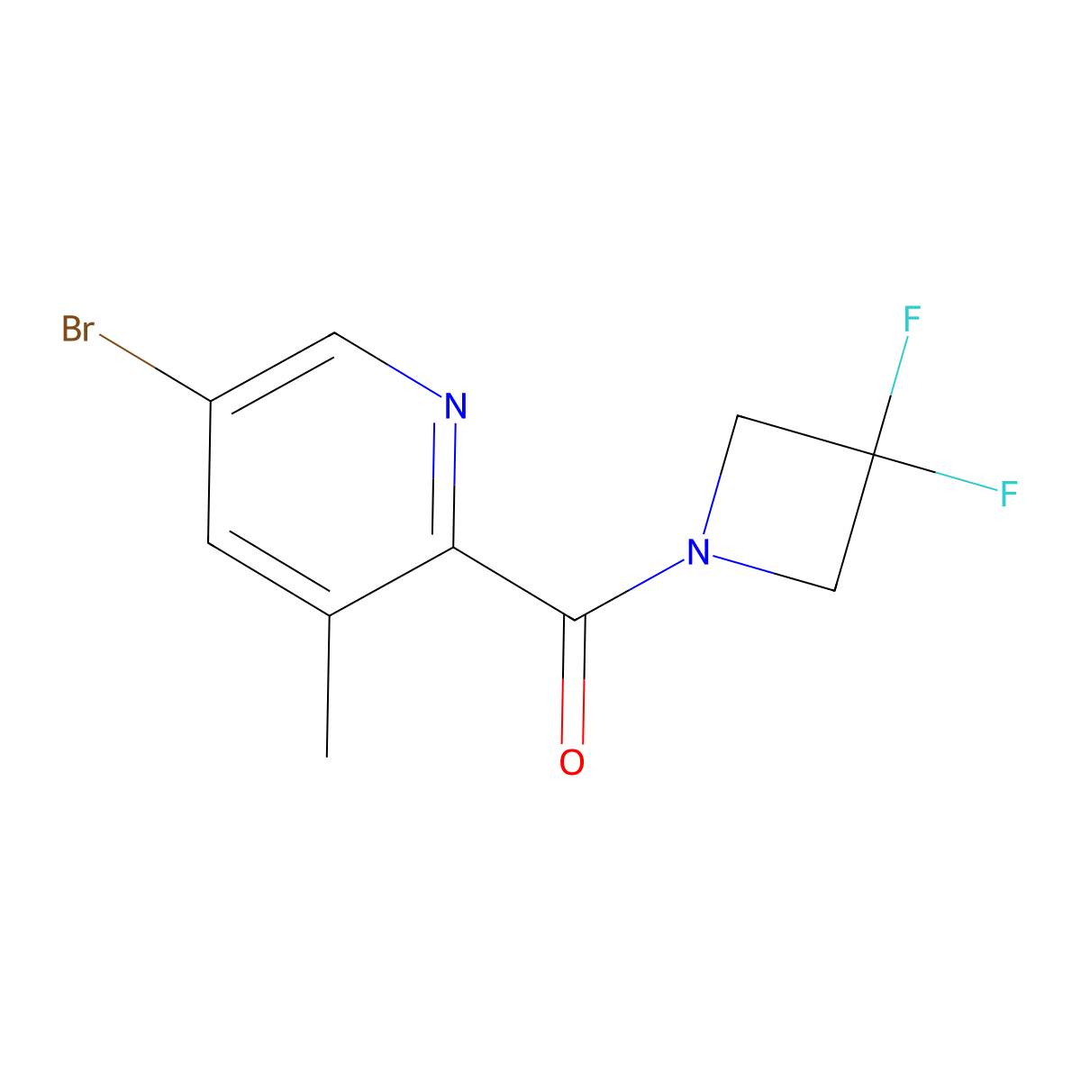 (5-Bromo-3-methylpyridin-2-yl)(3,3-difluoroazetidin-1-yl)methanone molecular structure, CAS 2740903-80-2