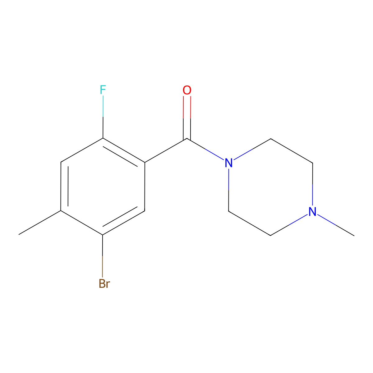 (5-Bromo-2-fluoro-4-methylphenyl)(4-methylpiperazin-1-yl)methanone molecular structure, CAS 2740938-15-0