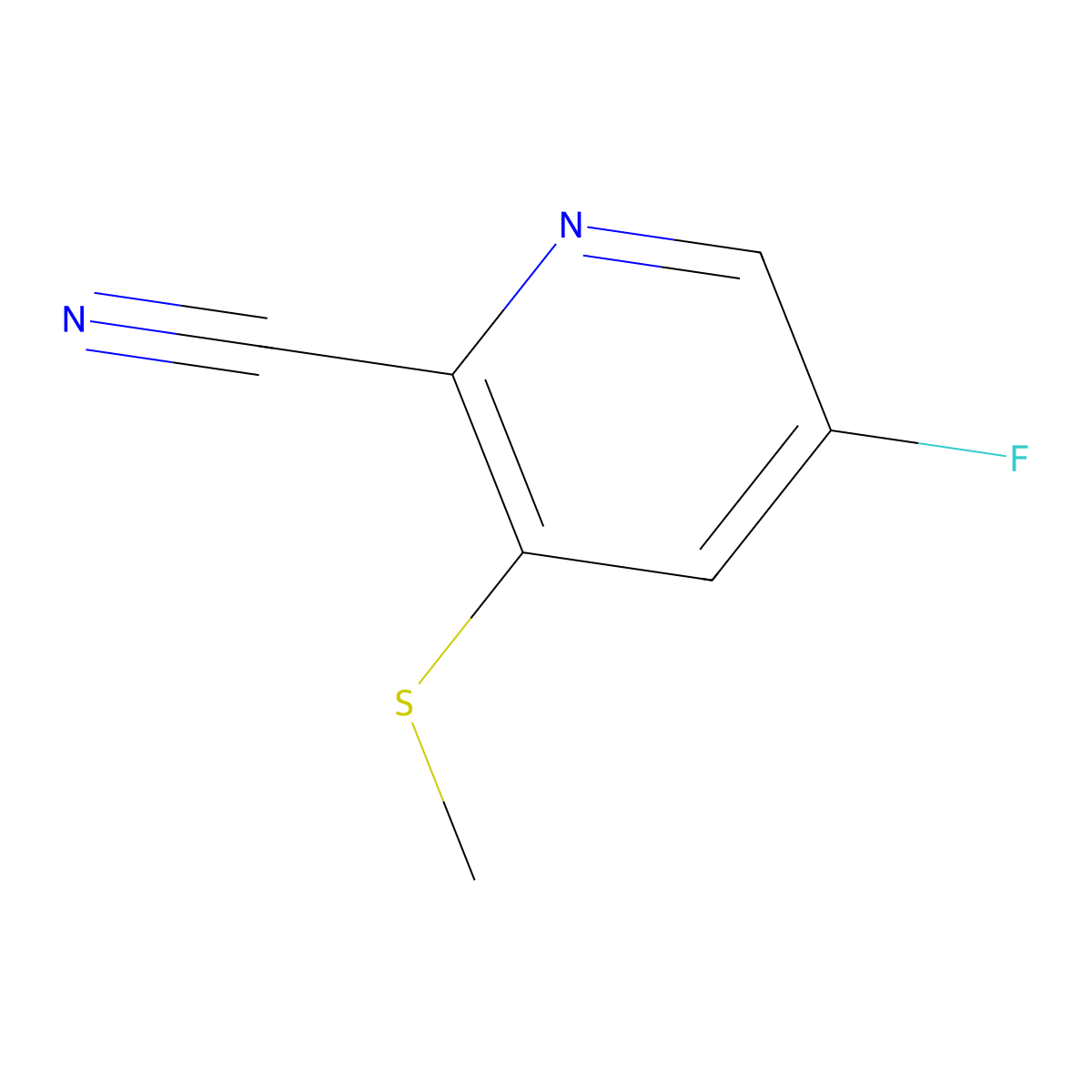 5-Fluoro-3-(methylthio)picolinonitrile molecular structure, CAS 2740954-99-6