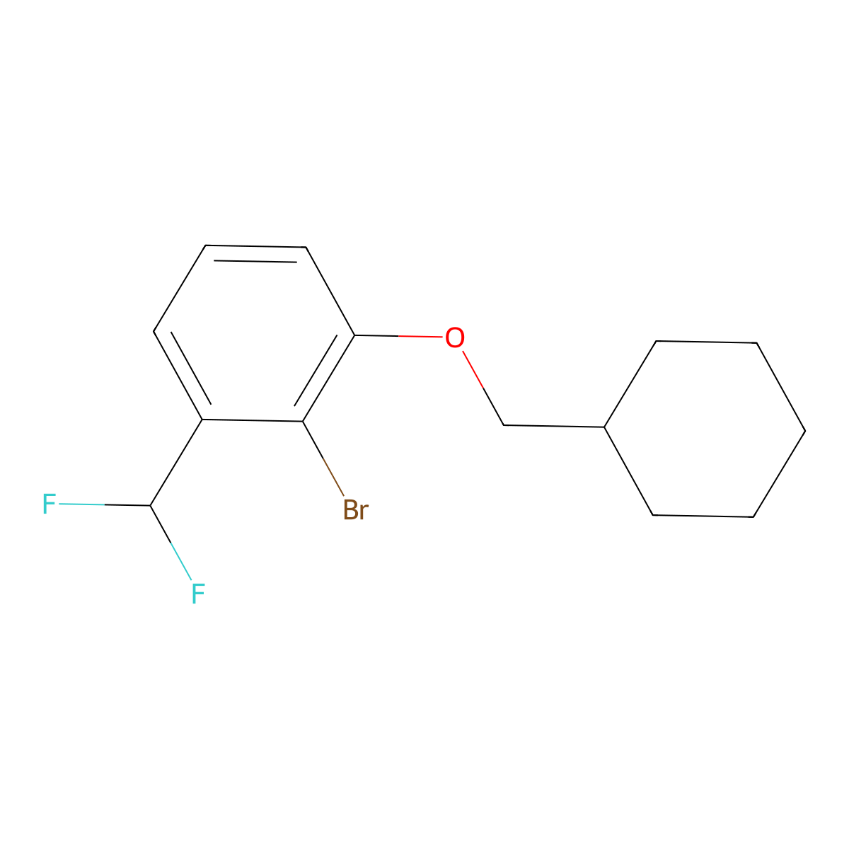 2-Bromo-1-(cyclohexylmethoxy)-3-(difluoromethyl)benzene molecular structure, CAS 2740991-42-6