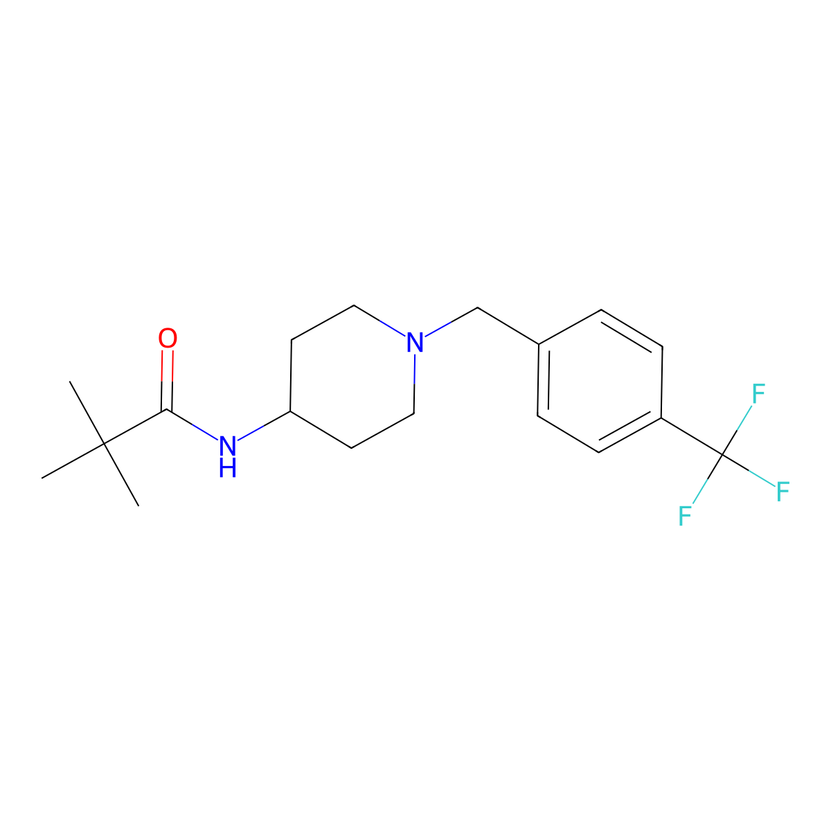 2,2-dimethyl-N-(1-{[4-(trifluoromethyl)phenyl]methyl}piperidin-4-yl)propanamide molecular structure, CAS 2741173-76-0