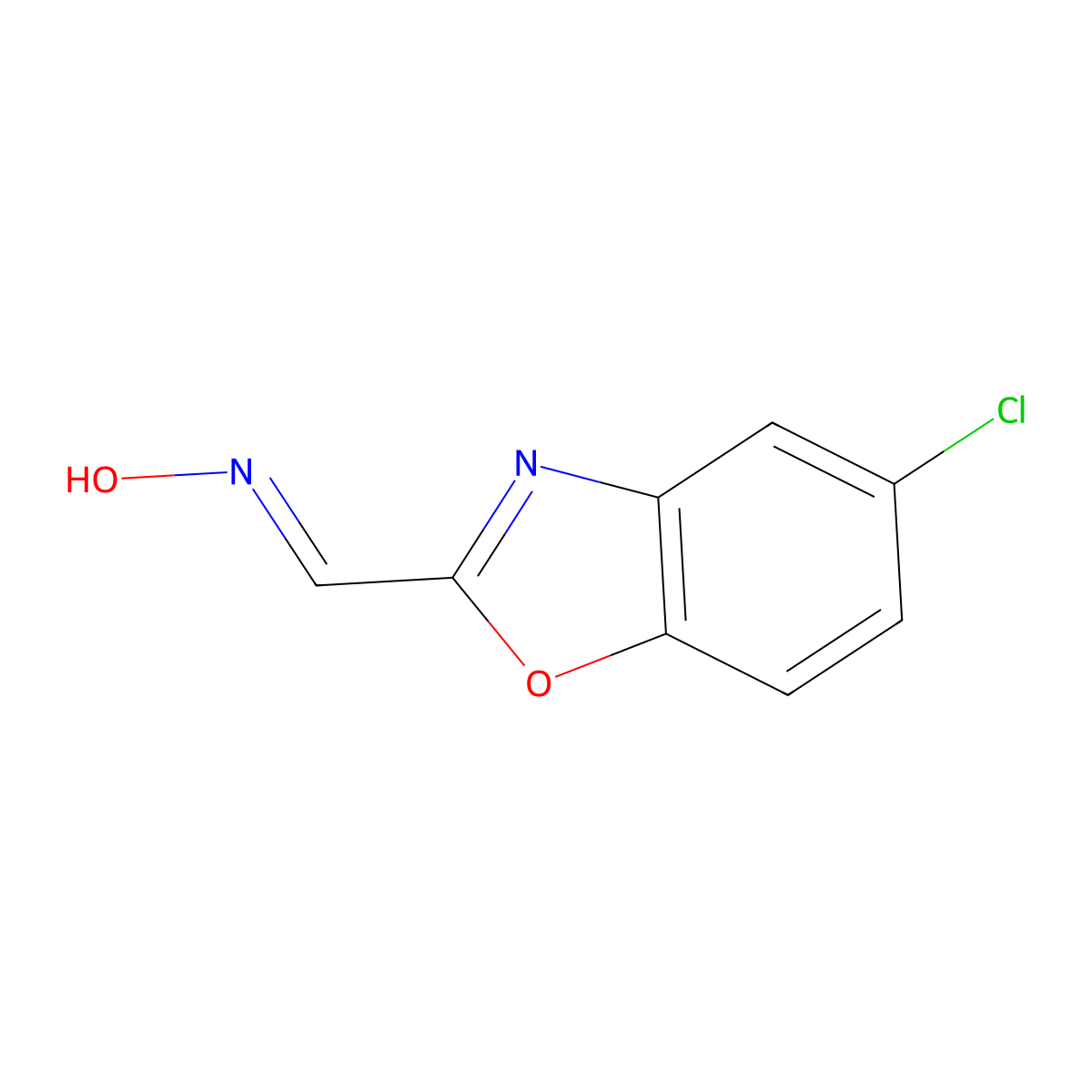 5-Chloro-1,3-benzoxazole-2-carbaldehyde oxime molecular structure, CAS 27412-06-2
