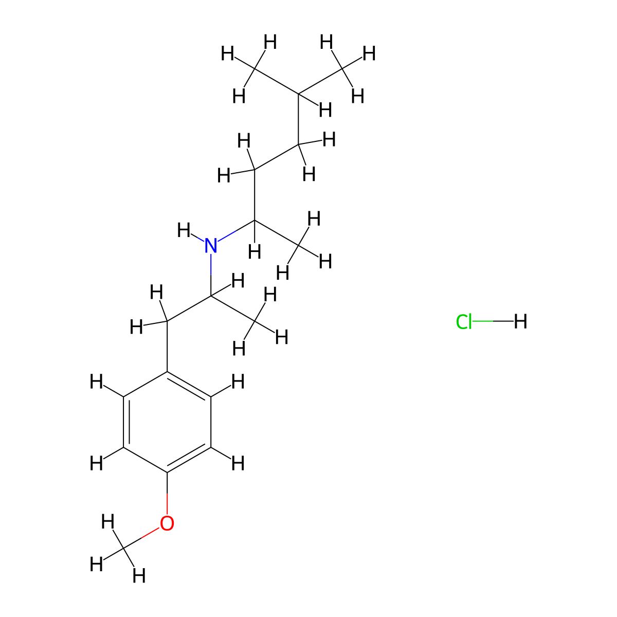 N-(1,4-dimethylpentyl)-4-Methoxyamphetamine (hydrochloride) molecular structure, CAS 2741204-15-7