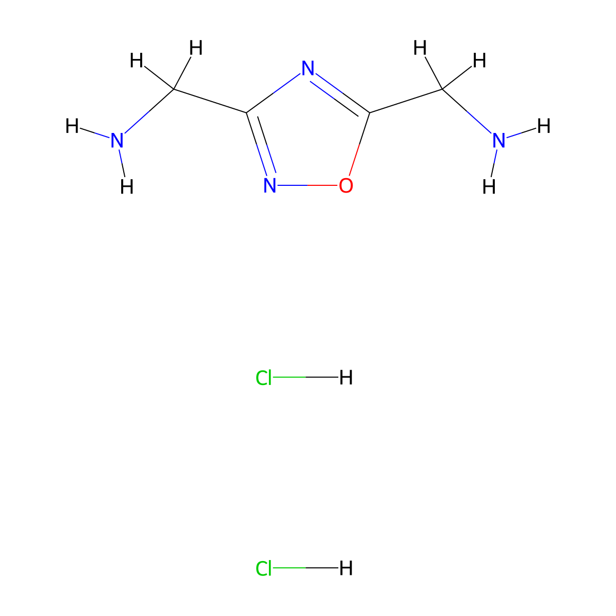 1-[3-(Aminomethyl)-1,2,4-oxadiazol-5-yl]methanamine dihydrochloride molecular structure, CAS 2741206-71-1
