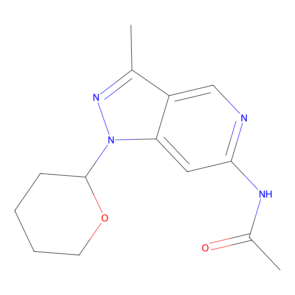 N-(3-Methyl-1-tetrahydropyran-2-yl-pyrazolo[4,3-c]pyridin-6-yl)acetamide molecular structure, CAS 2741218-25-5