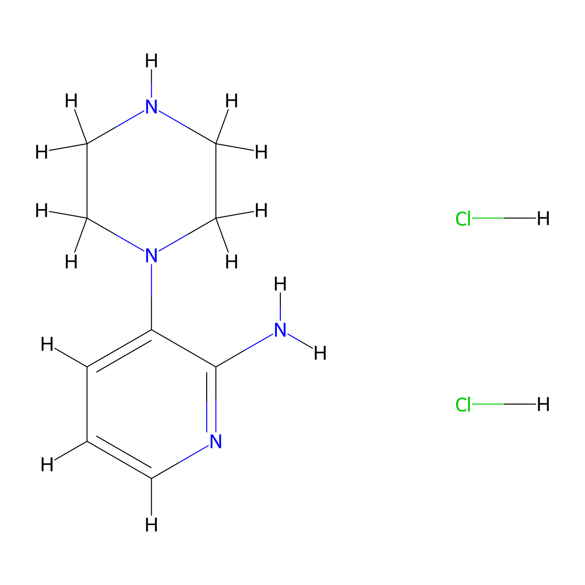 3-(Piperazin-1-yl)pyridin-2-amine dihydrochloride molecular structure, CAS 2741222-81-9