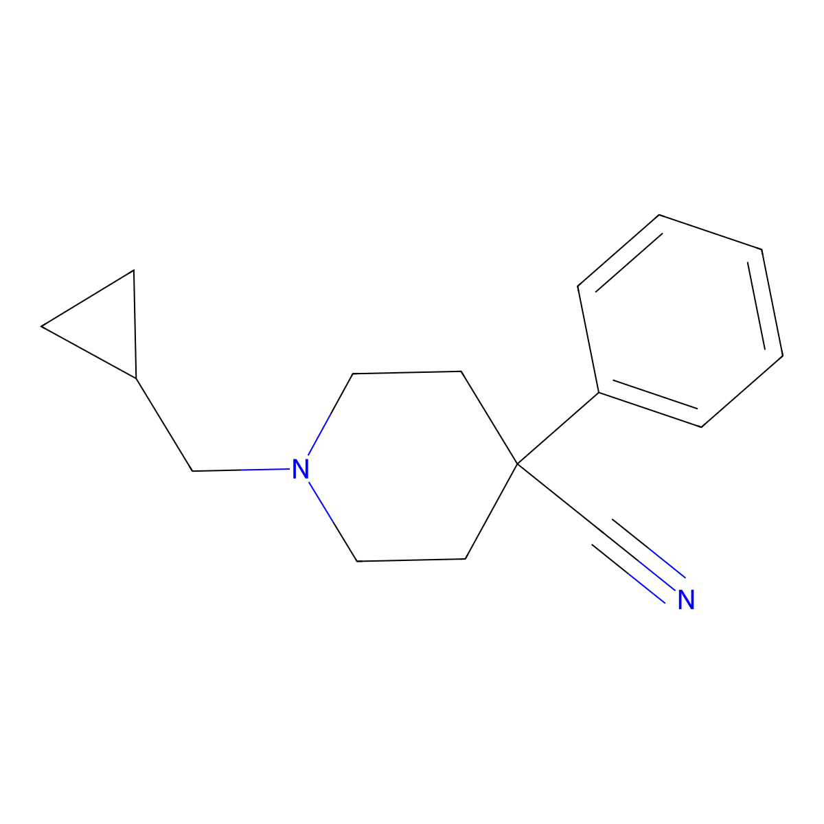 1-(Cyclopropylmethyl)-4-phenylpiperidine-4-carbonitrile molecular structure, CAS 2741226-63-9