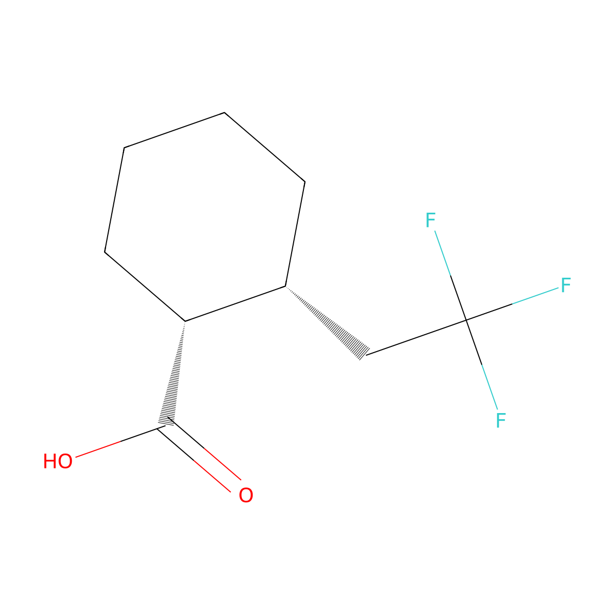(1R,2R)-2-(2,2,2-Trifluoroethyl)cyclohexane-1-carboxylic acid molecular structure, CAS 2741242-70-4