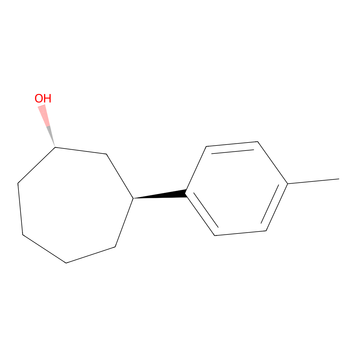 rac-(1R,3R)-3-(4-methylphenyl)cycloheptan-1-ol molecular structure, CAS 2741262-32-6