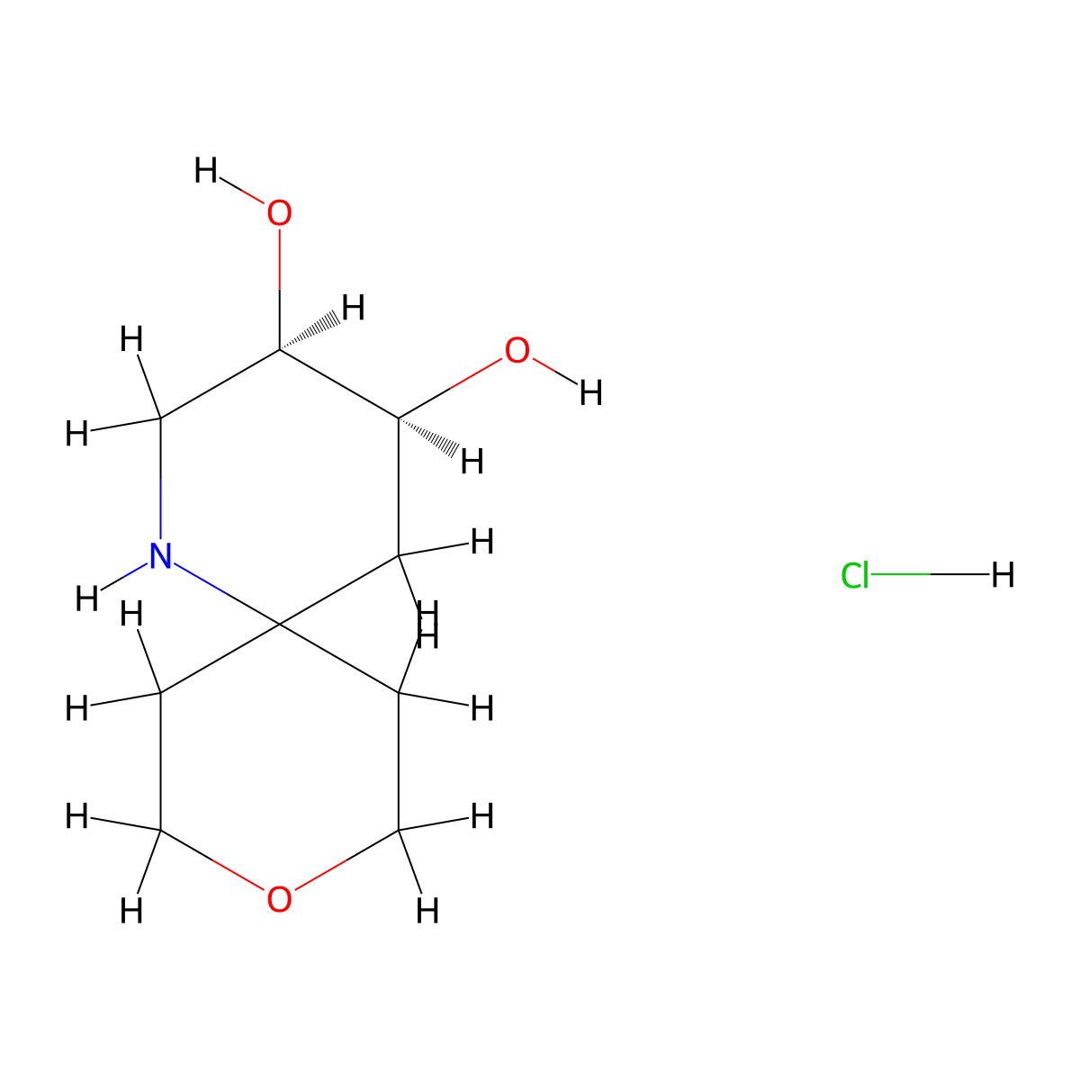rac-(3R,4S)-9-oxa-1-azaspiro(5.5)undecane-3,4-diol hydrochloride molecular structure, CAS 2741262-57-5