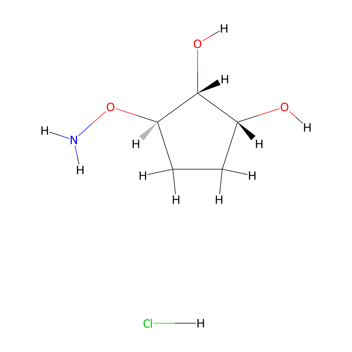 rac-(1R,2R,3R)-3-(aminooxy)cyclopentane-1,2-diol hydrochloride molecular structure, CAS 2741262-68-8