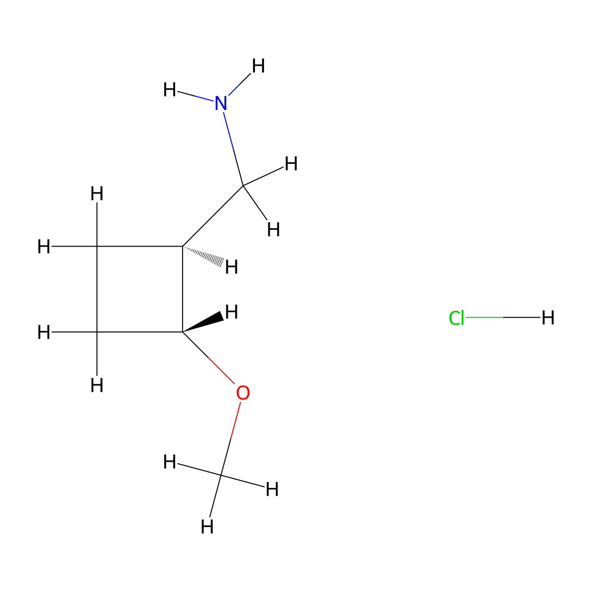 [(1S,2R)-2-Methoxycyclobutyl]methanamine;hydrochloride molecular structure, CAS 2741278-46-4