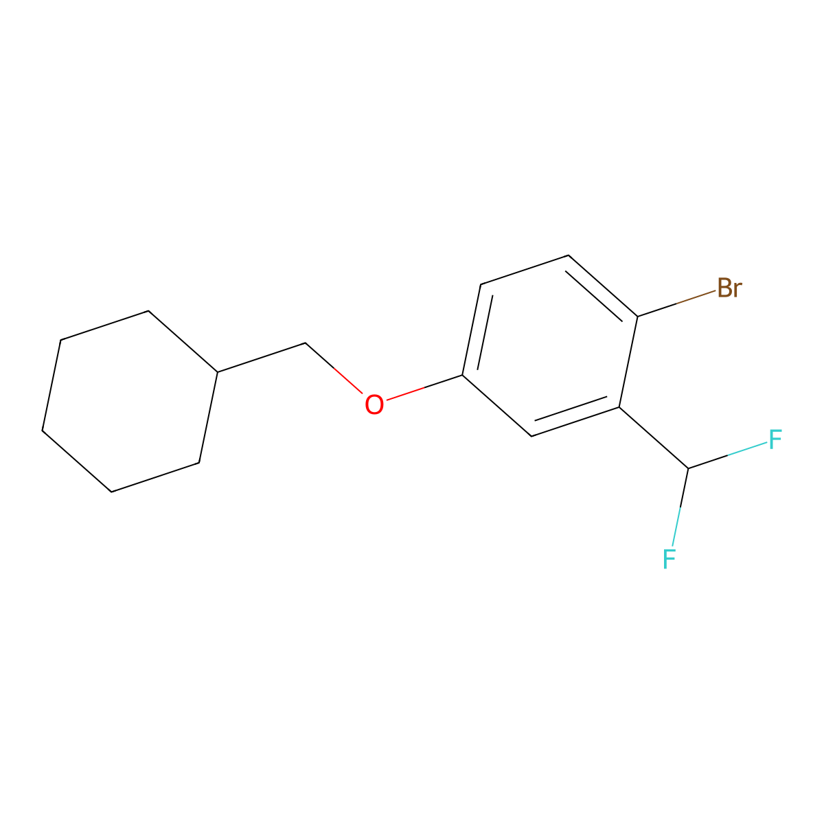 1-Bromo-4-(cyclohexylmethoxy)-2-(difluoromethyl)benzene molecular structure, CAS 2741280-59-9