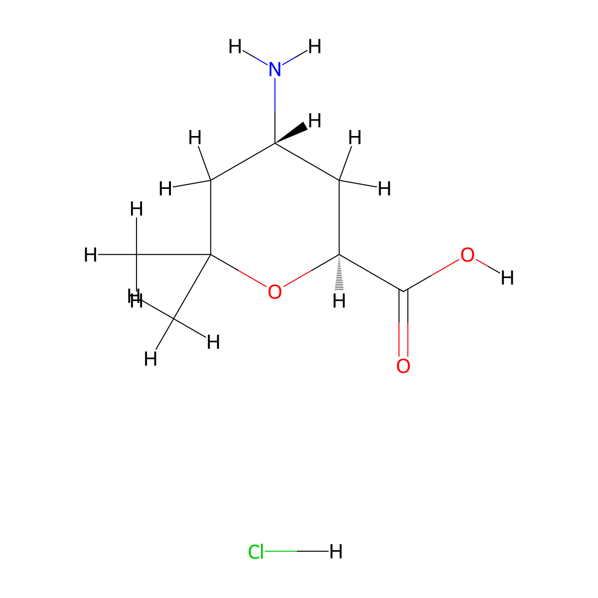 (2S,4R)-4-amino-6,6-dimethyloxane-2-carboxylic acid;hydrochloride molecular structure, CAS 2741284-55-7
