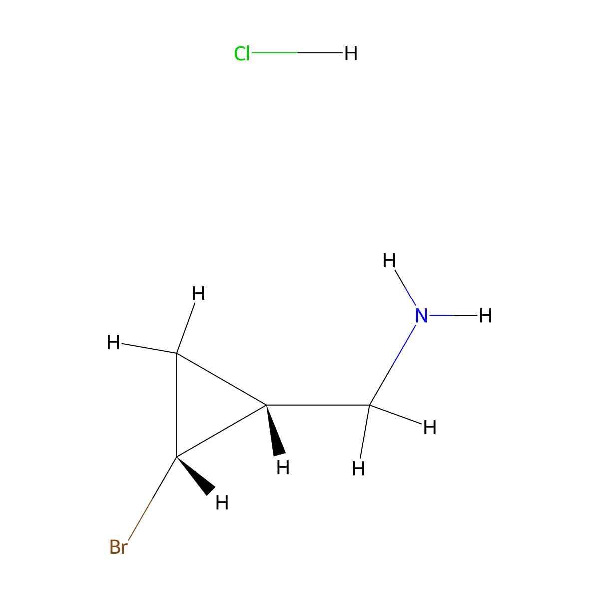 [(1R,2R)-2-bromocyclopropyl]methanamine;hydrochloride molecular structure, CAS 2741284-81-9