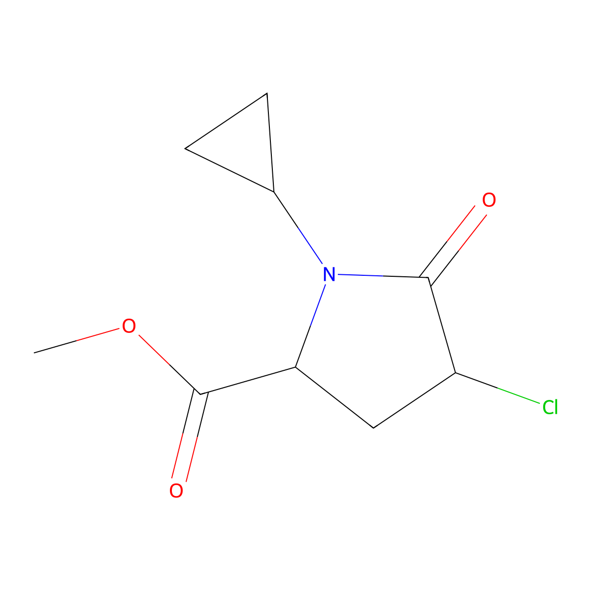 rac-methyl (2R,4S)-4-chloro-1-cyclopropyl-5-oxopyrrolidine-2-carboxylate molecular structure, CAS 2741288-21-9