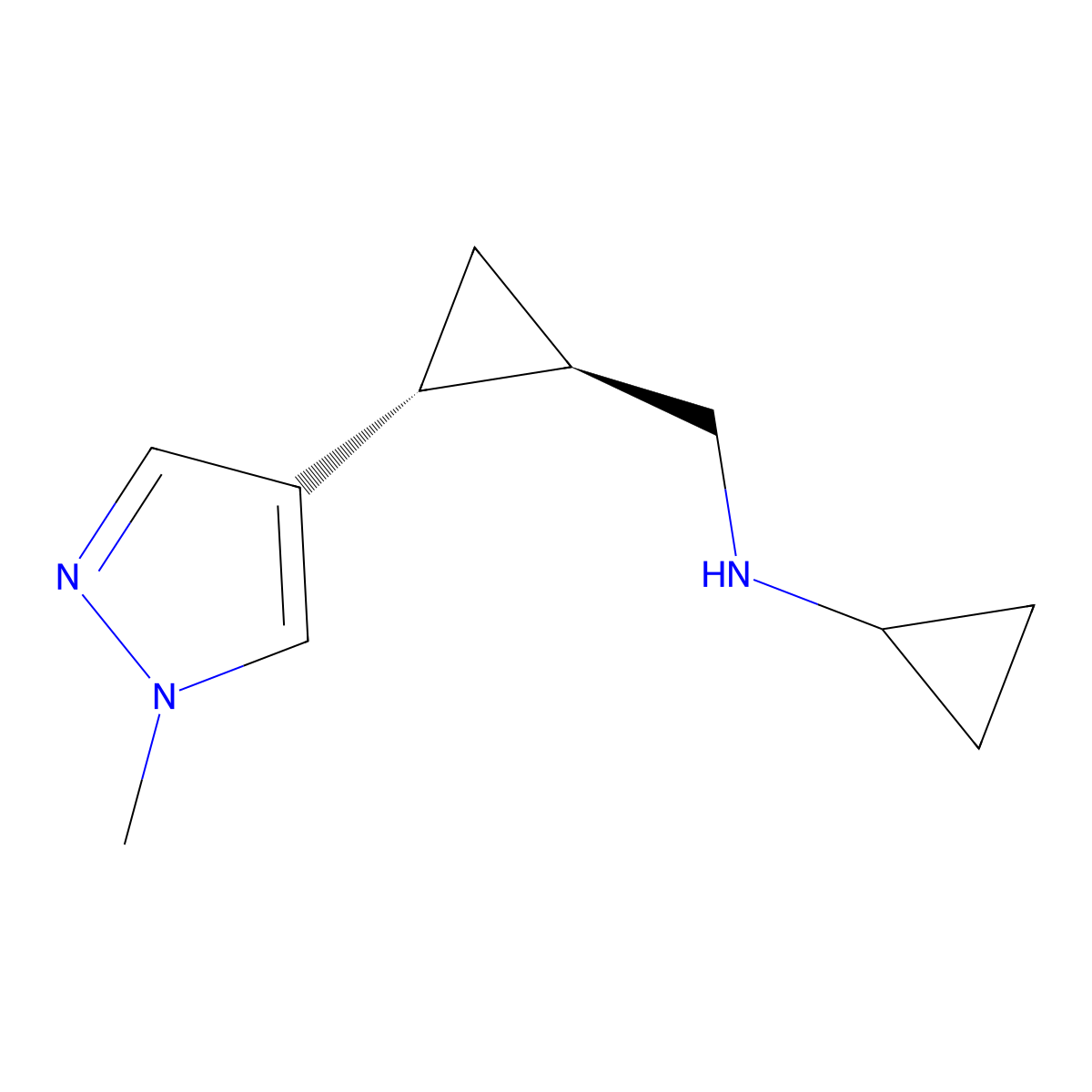 N-[[(1R,2R)-2-(1-Methylpyrazol-4-yl)cyclopropyl]methyl]cyclopropanamine molecular structure, CAS 2741296-19-3