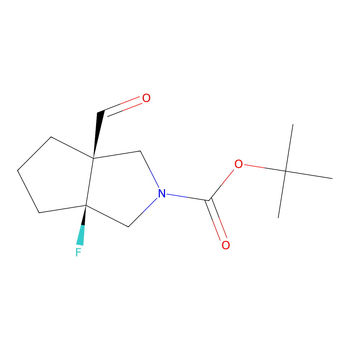 rac-tert-butyl (3aR,6aS)-3a-fluoro-6a-formyl-octahydrocyclopenta[c]pyrrole-2-carboxylate molecular structure, CAS 2741301-09-5