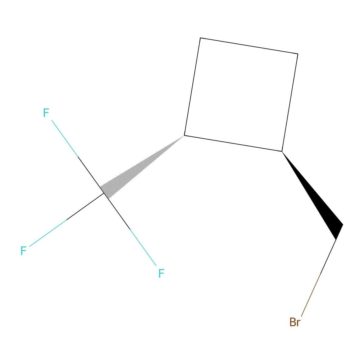 rac-(1R,2R)-1-(bromomethyl)-2-(trifluoromethyl)cyclobutane molecular structure, CAS 2741312-66-1